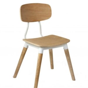 FLORENCE SIDE CHAIR – WOOD LEGS White Steel Frame