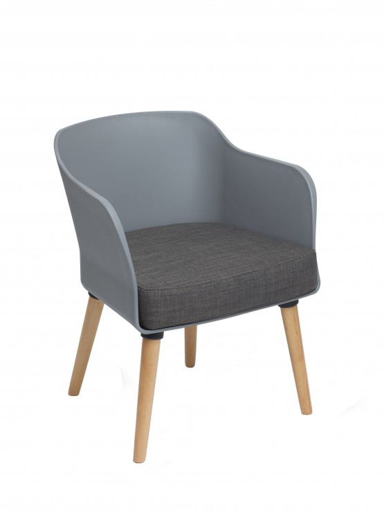 POLISHED NATURAL BEECH LEGS POPPY TUB CHAIR Grey