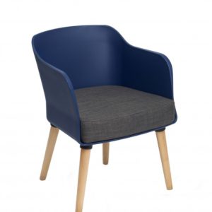POLISHED NATURAL BEECH LEGS POPPY TUB CHAIR Navy