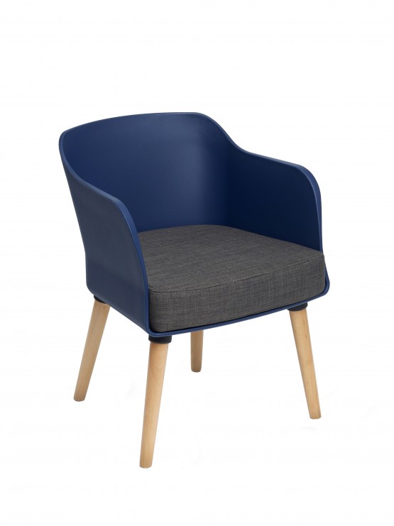 POLISHED NATURAL BEECH LEGS POPPY TUB CHAIR Navy