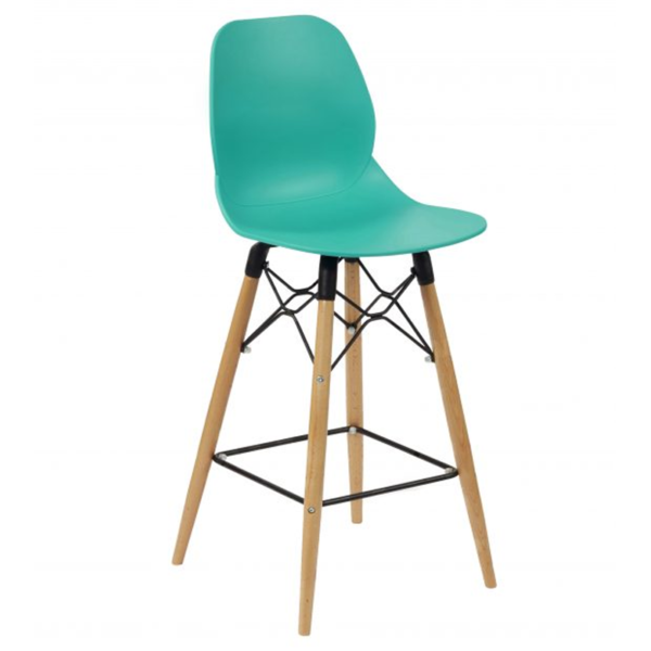 SHOREDITCH MID HEIGHT STOOL BEECH Turquoise